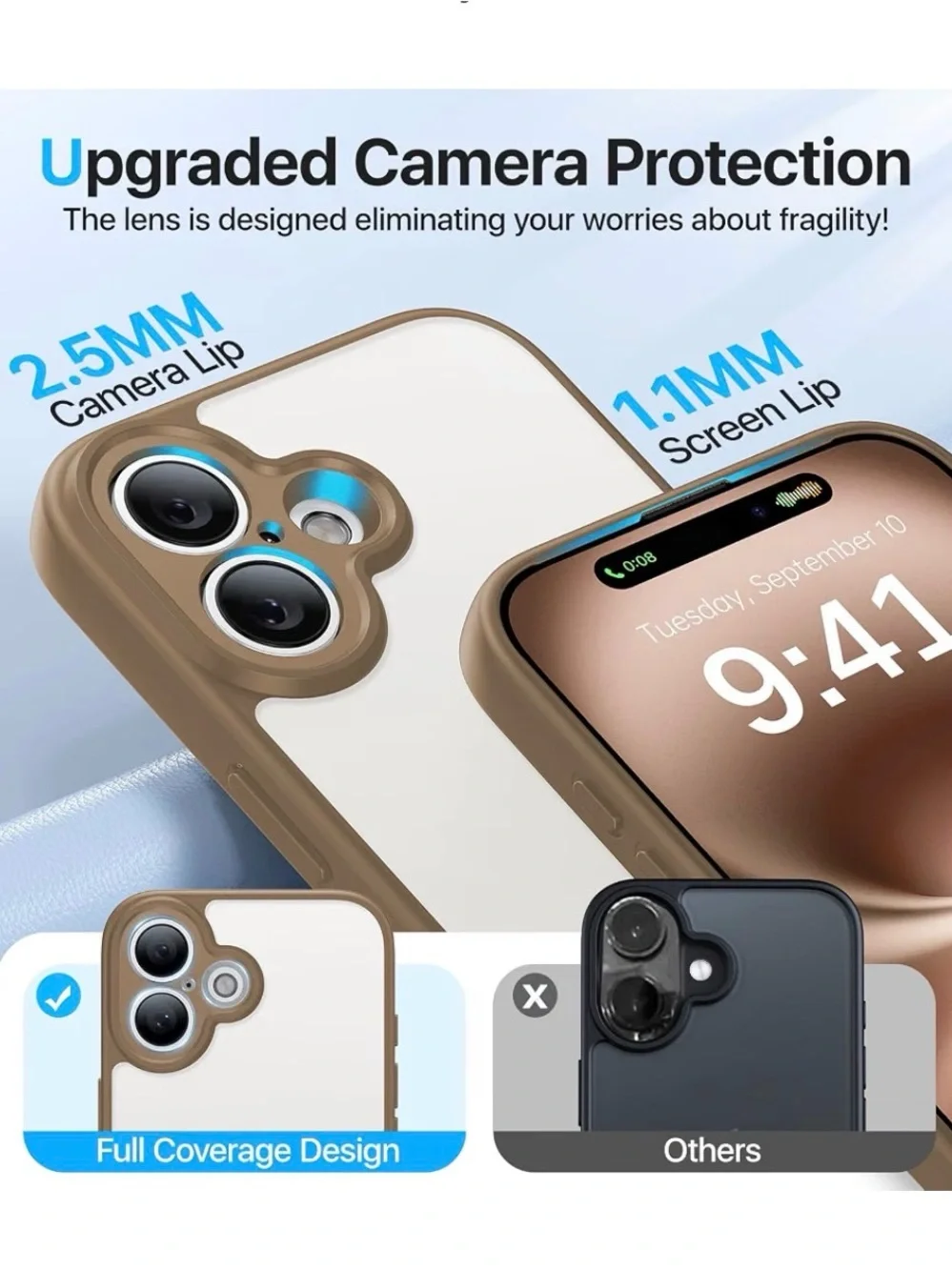 Translucent Matte Brown iPhone 16 Case with Protective Bumpers NEW